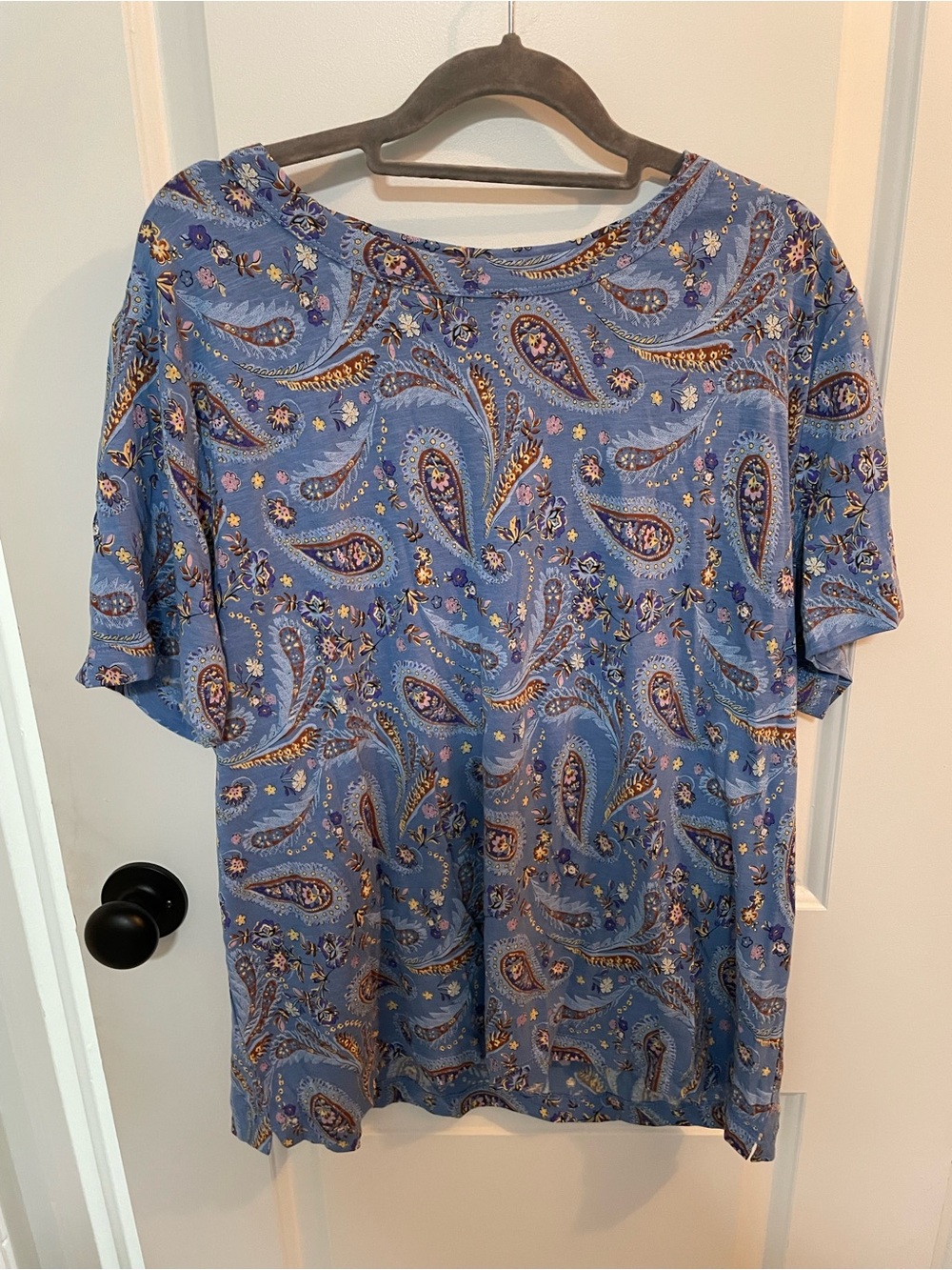 LOFT Blue Paisley Short-Sleeve Tee